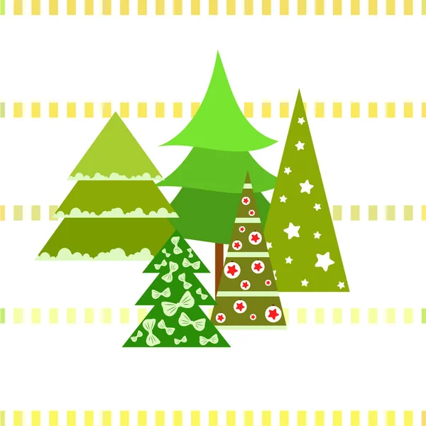 Joyeux Noël Carte Avec Sapins Fond Vectoriel — Image vectorielle