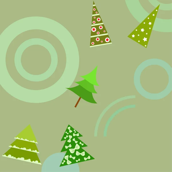 Joyeux Noël Carte Avec Arbres Fond Vectoriel — Image vectorielle