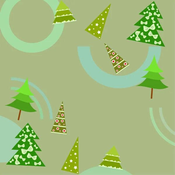 Feliz Tarjeta Navidad Con Árboles Vector Fondo — Vector de stock