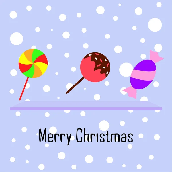 Весела Різдвяна Листівка Цукерками Векторний Фон — стоковий вектор