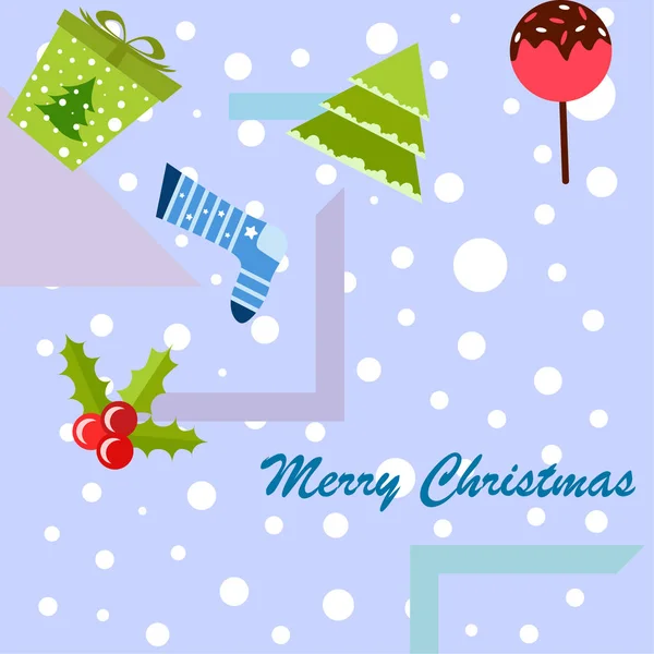 Weihnachtskarte Süßigkeiten Tannengeschenk Weihnachtssocke Vektorhintergrund — Stockvektor