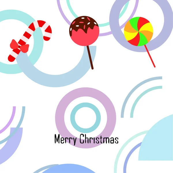 Feliz Tarjeta Navidad Con Caramelos Vector Fondo — Archivo Imágenes Vectoriales