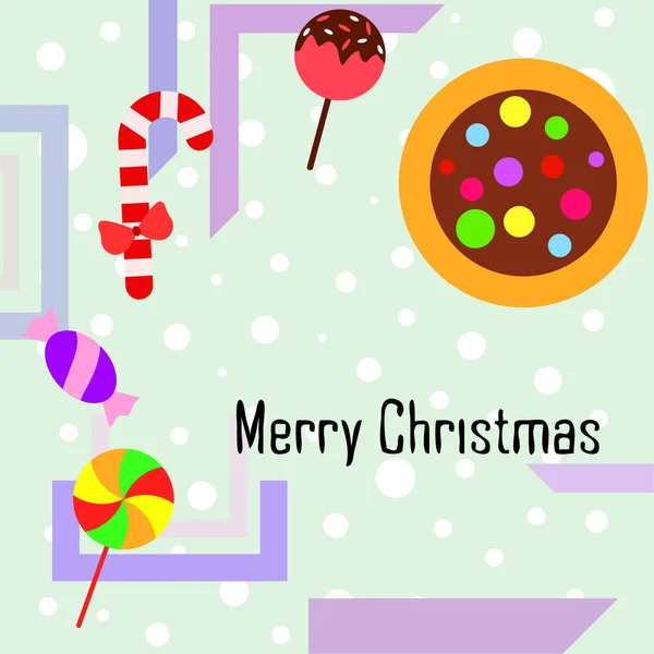 Feliz Tarjeta Navidad Con Caramelos Vector Fondo — Vector de stock