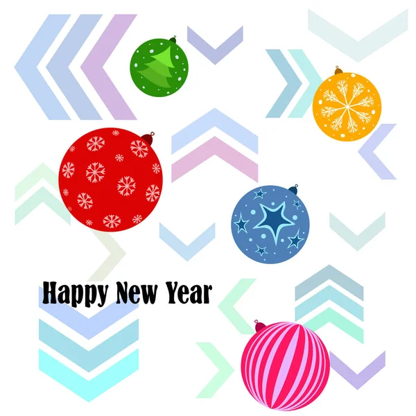 Christmas Balls New Year Greeting Card Vector Background — Stock Vector