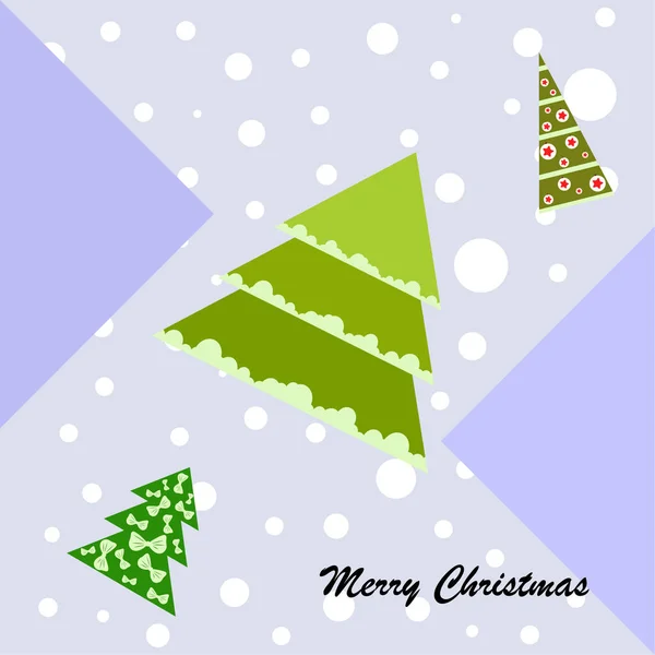 Joyeux Noël Carte Avec Arbres Fond Vectoriel — Image vectorielle