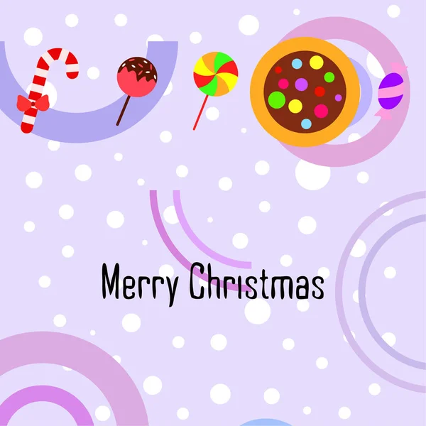 Feliz Tarjeta Navidad Con Caramelos Vector Fondo — Vector de stock