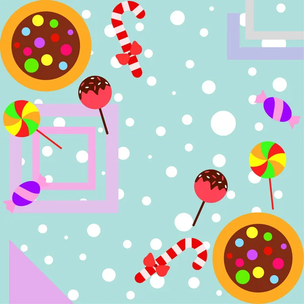 Şekerler, vektör arka plan ile neşeli Noel kartı