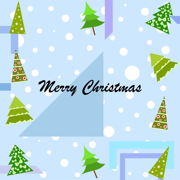 Merry Christmas Card Christmas Trees Vector Background — Stock Vector