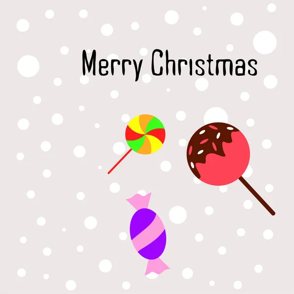 Feliz Tarjeta Navidad Con Caramelos Vector Fondo — Vector de stock