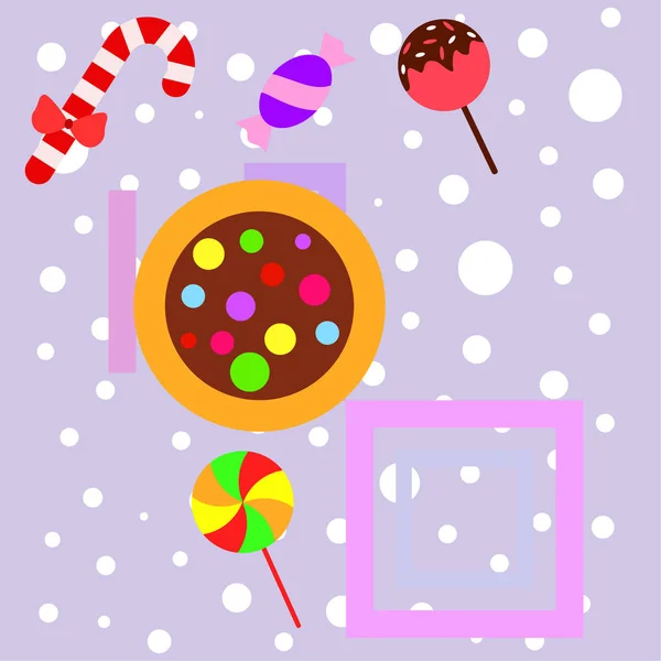 Joyeux Noël Carte Avec Des Bonbons Fond Vectoriel — Image vectorielle