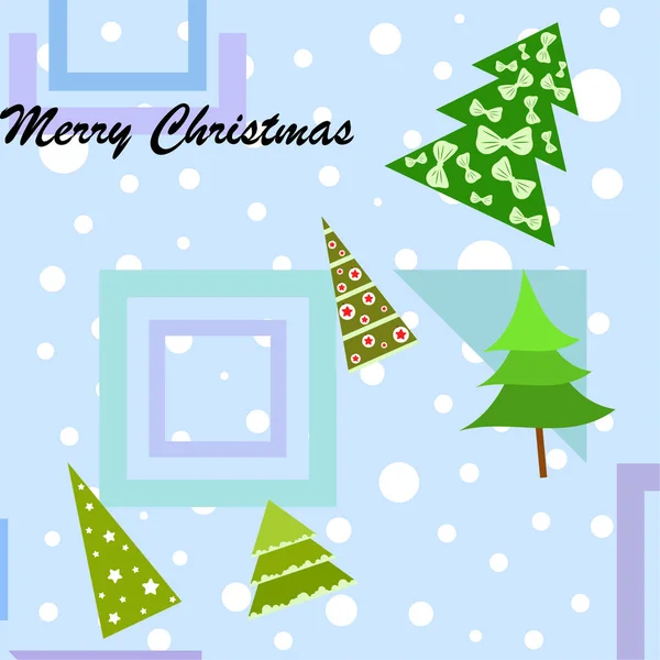 Merry Christmas Card Med Julgranar Vector Bakgrund — Stock vektor