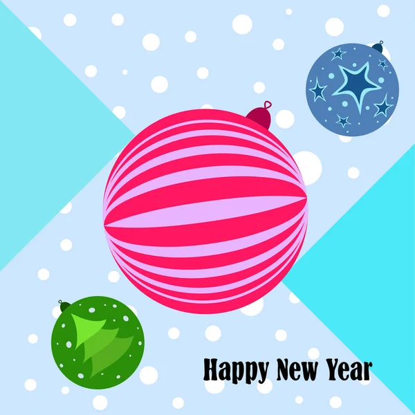 Christmas Balls New Year Greeting Card Vector Background — Stock Vector