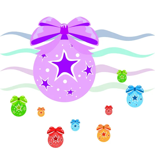 Christmas Balls New Year Greeting Card Vector Background — Stock Vector