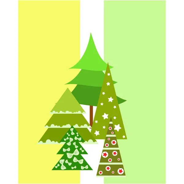 Joyeux Noël Carte Avec Sapins Fond Vectoriel — Image vectorielle