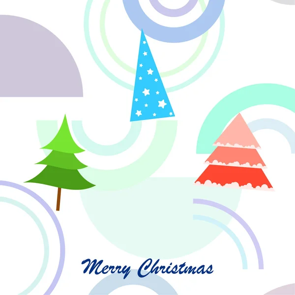 Joyeux Noël Carte Avec Arbres Fond Vectoriel — Image vectorielle