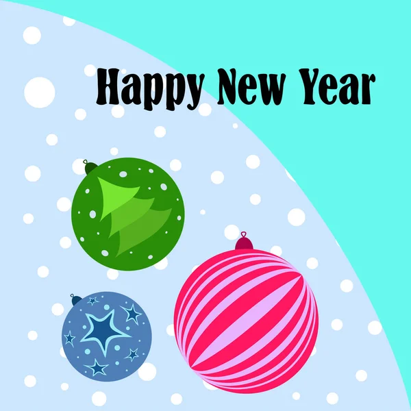 Christmas Balls New Year Greeting Card Vector Background — Stock Vector