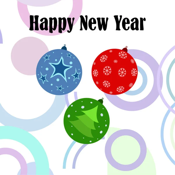 Christmas Balls New Year Greeting Card Vector Background — Stock Vector