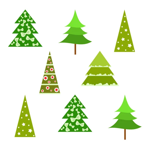 Merry Christmas Card Fir Trees Vector Background — Stock Vector