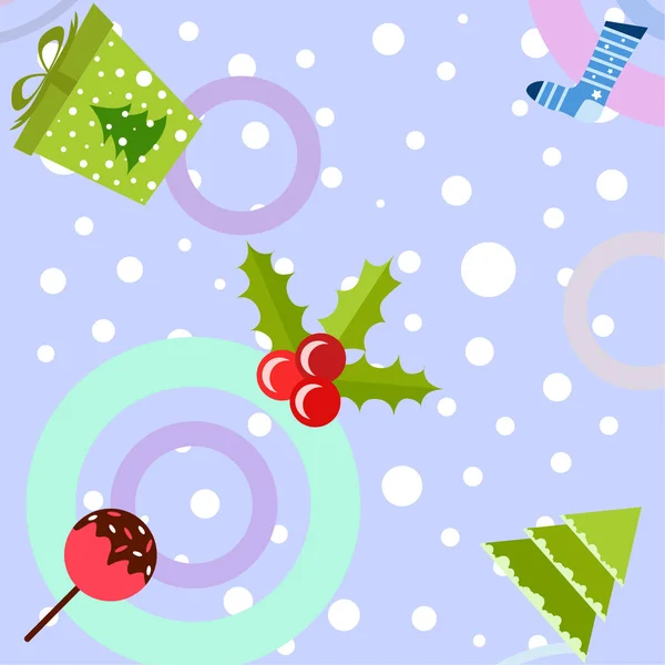 Χριστουγεννιάτικη Κάρτα Καραμέλα Έλατο Δώρο Χριστουγέννων Κάλτσα Διάνυσμα Φόντο — Διανυσματικό Αρχείο