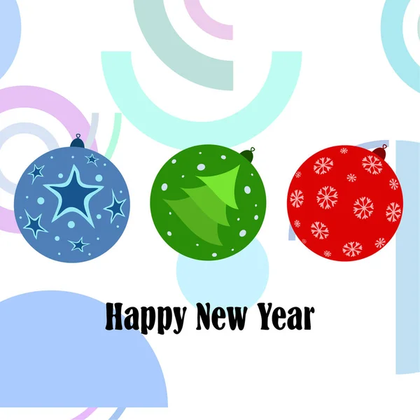 Christmas Balls New Year Greeting Card Vector Background — Stock Vector