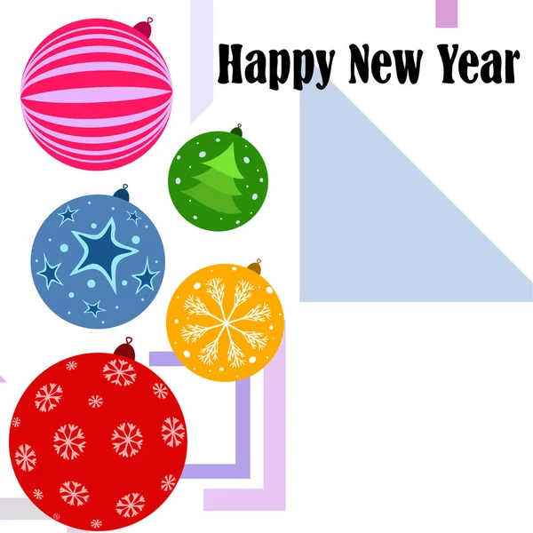 Christmas Balls New Year Greeting Card Vector Background — Stock Vector