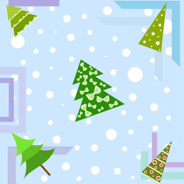 Frohe Weihnachten Karte Mit Weihnachtsbäumen Vektorhintergrund — Stockvektor