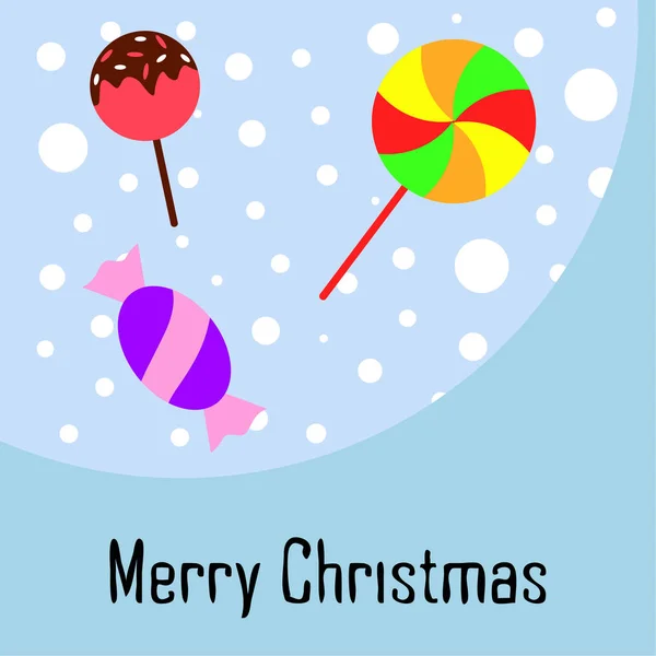 Merry Christmas Card Met Snoepjes Vector Achtergrond — Stockvector