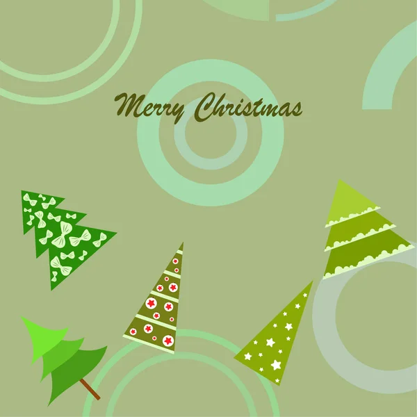 Merry Christmas Card Med Träd Vector Bakgrund — Stock vektor