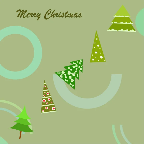 Joyeux Noël Carte Avec Arbres Fond Vectoriel — Image vectorielle