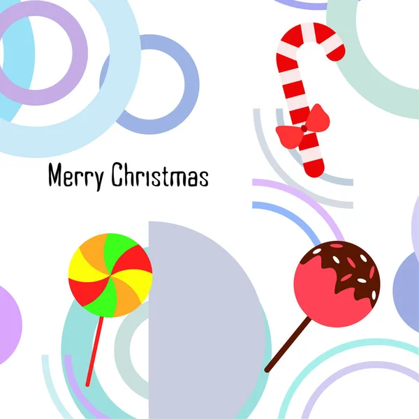 Merry Christmas Card Candies Vector Background — Stock Vector