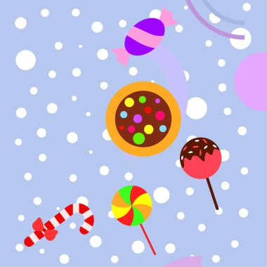 Şekerler, vektör arka plan ile neşeli Noel kartı