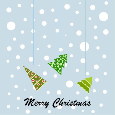 Ağaçlar, vektör arka plan ile neşeli Noel kartı
