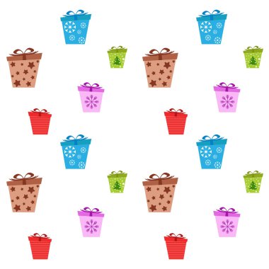 Noel kartı, hediyeler, vektör arka plan