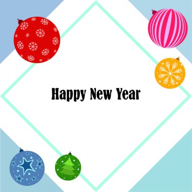 Noel topları, yeni yıl tebrik kartı, vektör arka plan