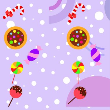 Şekerler, vektör arka plan ile neşeli Noel kartı