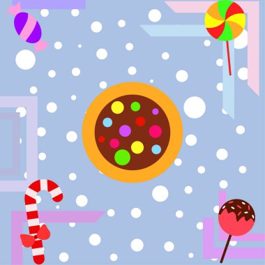 Şekerler, vektör arka plan ile neşeli Noel kartı