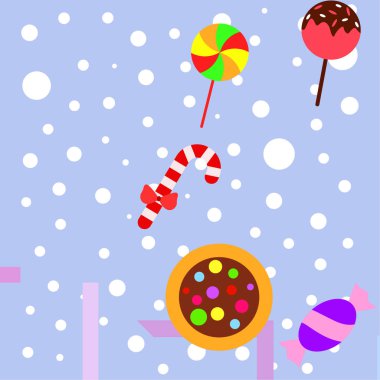 Şekerler, vektör arka plan ile neşeli Noel kartı