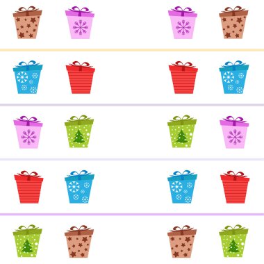 Noel kartı, hediyeler, vektör arka plan