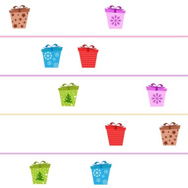 Noel kartı, hediyeler, vektör arka plan