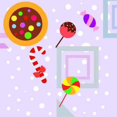 Şekerler, vektör arka plan ile neşeli Noel kartı