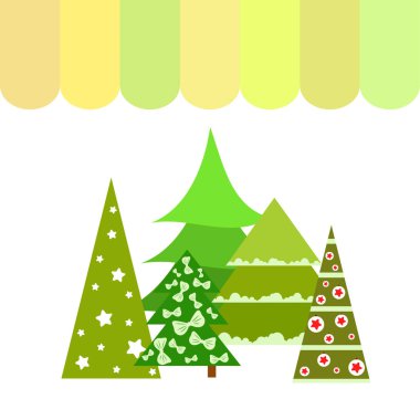 Çam ağaçları, vektör arka plan ile neşeli Noel kartı