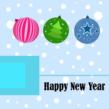 Noel topları, yeni yıl tebrik kartı, vektör arka plan