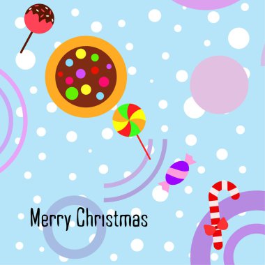 Şekerler, vektör arka plan ile neşeli Noel kartı