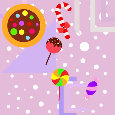 Şekerler, vektör arka plan ile neşeli Noel kartı