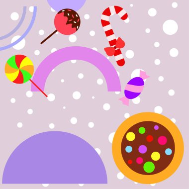 Şekerler, vektör arka plan ile neşeli Noel kartı