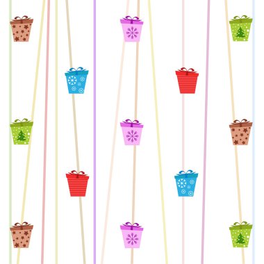 Noel kartı, hediyeler, vektör arka plan