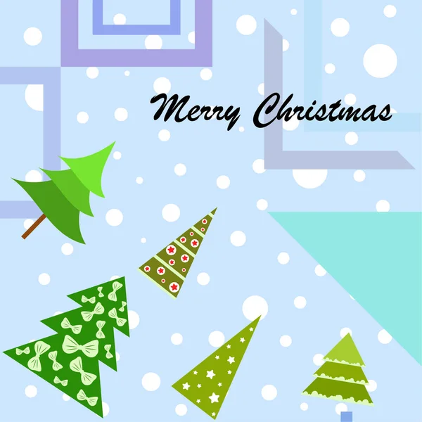 Merry Christmas Card Met Kerstbomen Vector Achtergrond — Stockvector