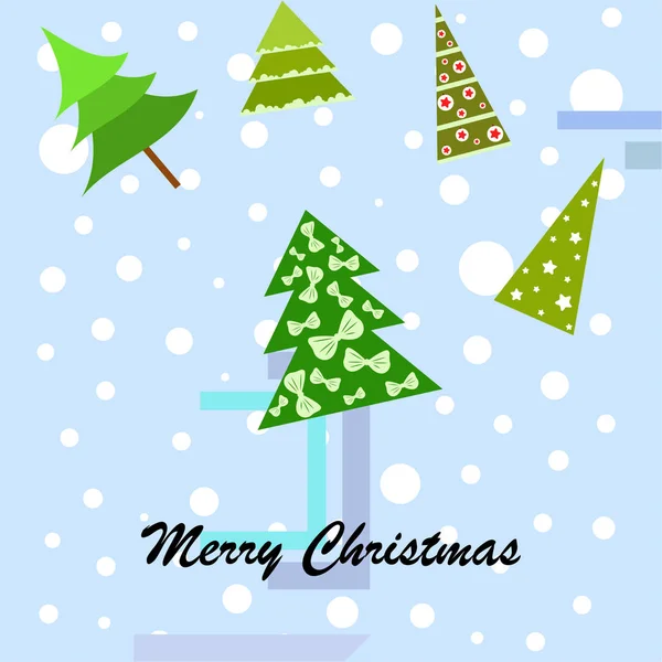 Merry Christmas Card Met Kerstbomen Vector Achtergrond — Stockvector