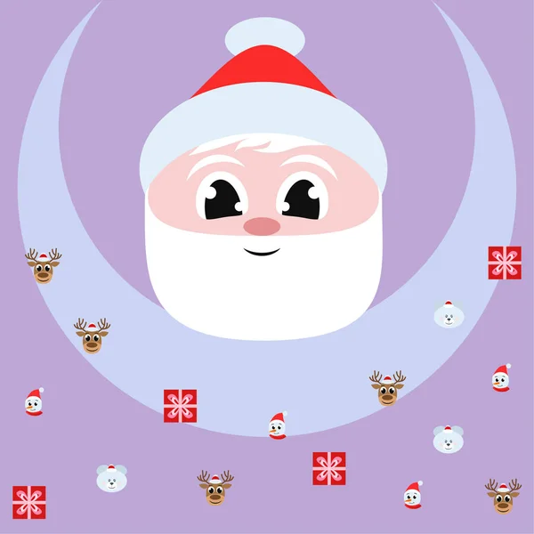 Tarjeta Navidad Santa Muñeco Nieve Bolsa Oso Ciervo Vector Fondo — Vector de stock