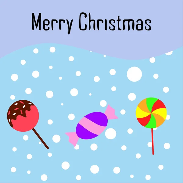 Merry Christmas Card Met Snoepjes Vector Achtergrond — Stockvector